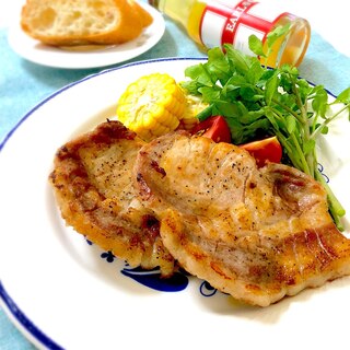 脂が旨い♪豚肉のリブロースステーキ